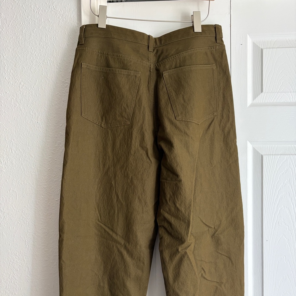 COS | Tapered Leg High Rise Chino Pants Trousers Textured Green Size 12 - Picture 6 of 9